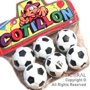 PELOTA FUTBOL BLANCO Y NEGRO 3 CM (COTILLON) x 6 UNIDADES